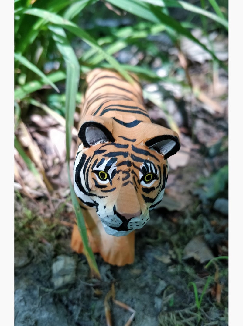 Figurine tigre en bois Orange - Kiabi