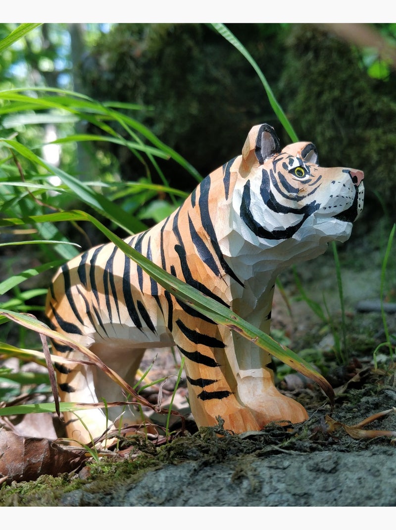 Figurine tigre en bois Orange - Kiabi