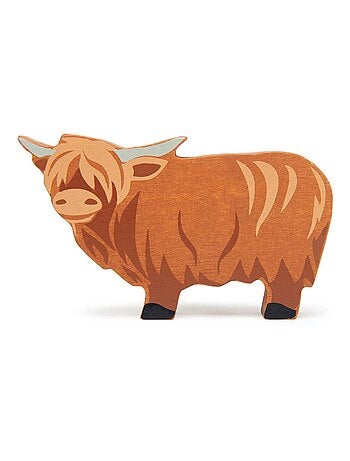 Figurine Vache Highland en bois