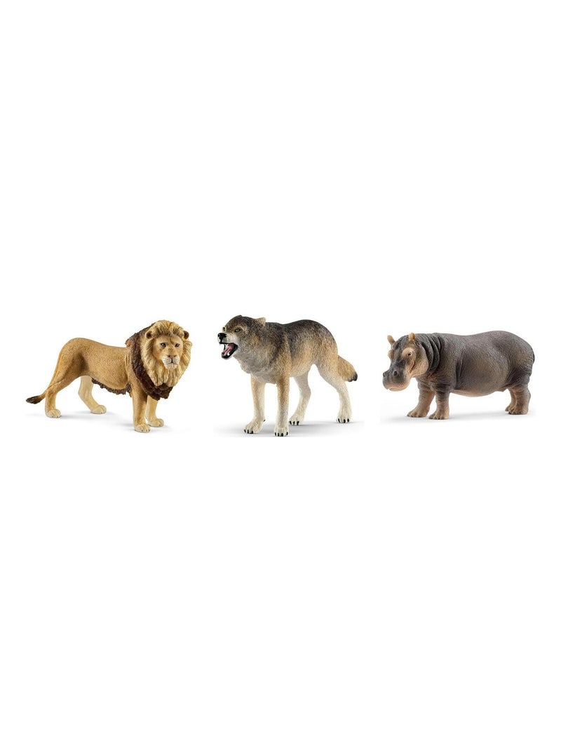 Figurines Animaux sauvages (Loup, Lion, Hippopotame) N/A - Kiabi