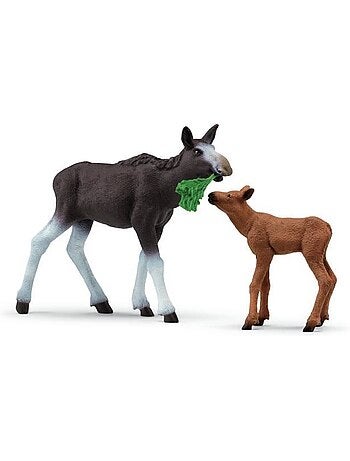 Figurines élan femelle avec veau, animaux sauvages, schleich 42629 wild life, pour enfant dès 3 ans