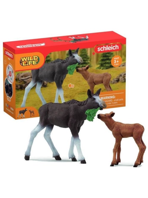 Figurines élan femelle avec veau, animaux sauvages, schleich 42629 wild life, pour enfant dès 3 ans - Kiabi