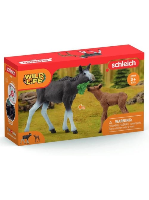 Figurines élan femelle avec veau, animaux sauvages, schleich 42629 wild life, pour enfant dès 3 ans - Kiabi