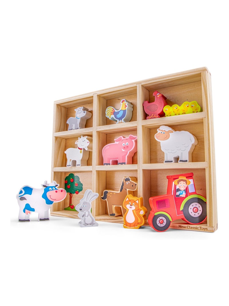 Figurines en bois Animaux Ferme Beige - Kiabi
