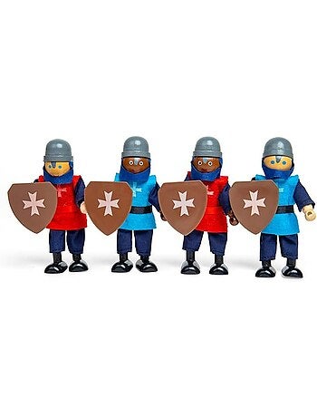 Figurines en bois chevaliers médiévaux