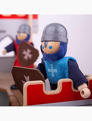 Figurines en bois chevaliers médiévaux