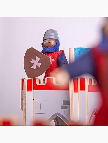 Figurines en bois chevaliers médiévaux