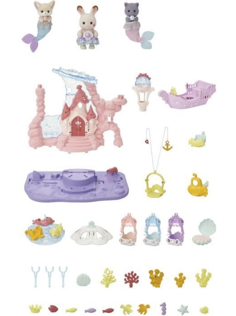 Figurines miniatures - sylvanian families - 5701 - le château des sirènes Blanc - Kiabi