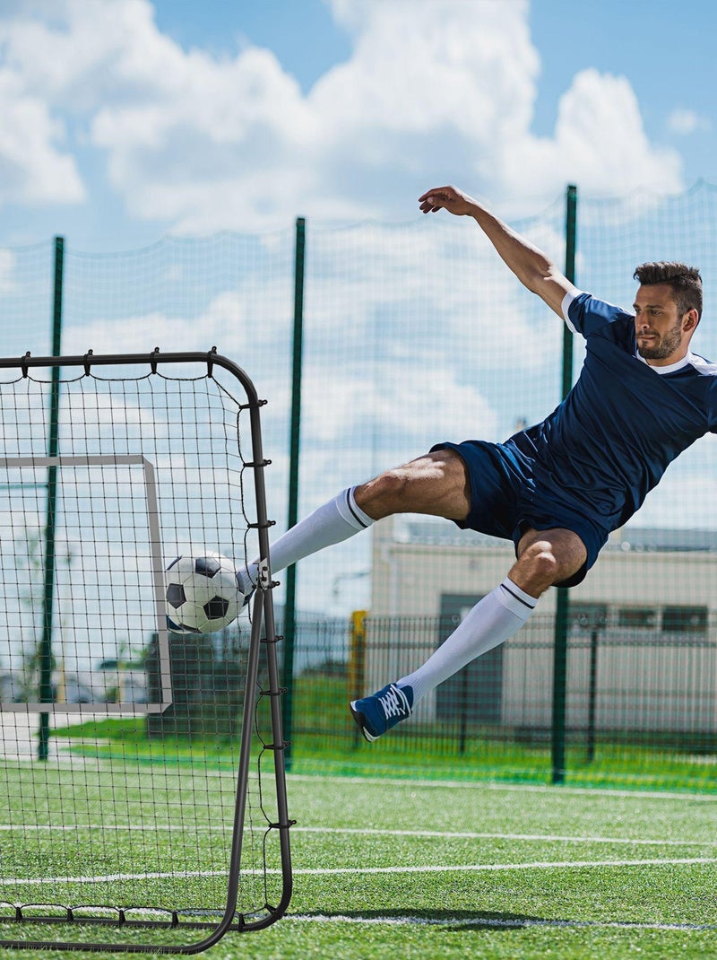 Filet de rebond de football inclinable pliable PE métal époxy noir Noir - Kiabi