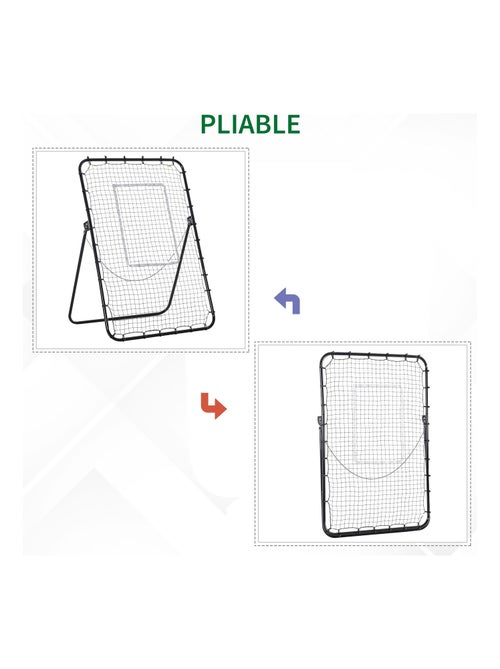 Filet de rebond de football inclinable pliable PE métal époxy noir - Kiabi