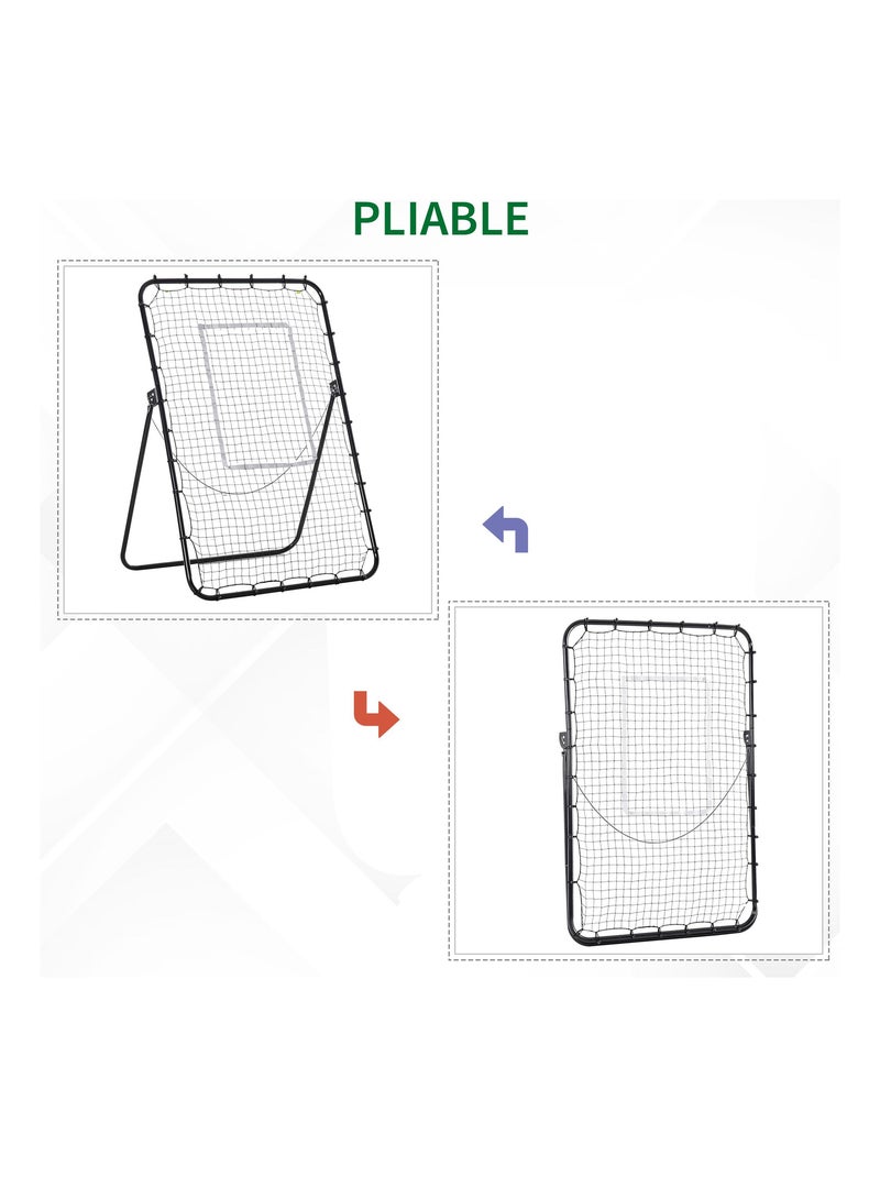 Filet de rebond de football inclinable pliable PE métal époxy noir Noir - Kiabi