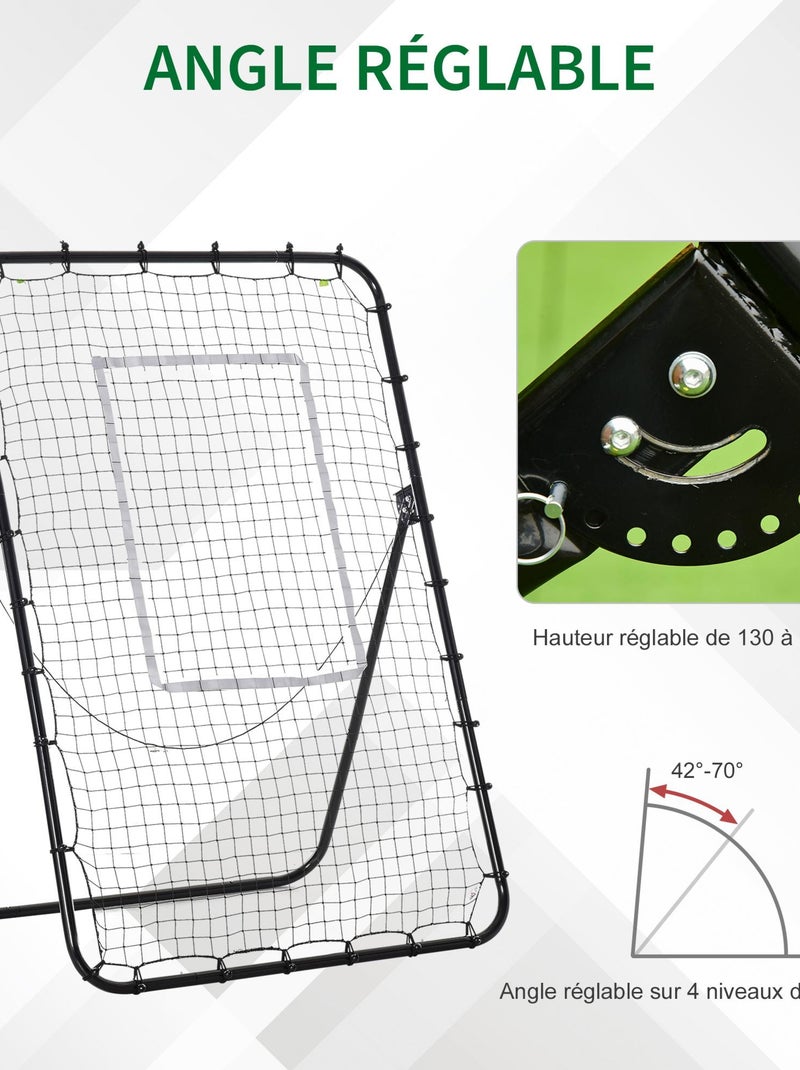 Filet de rebond de football inclinable pliable PE métal époxy noir Noir - Kiabi