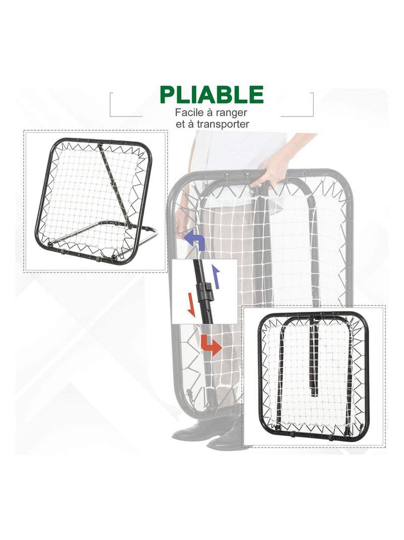 Filet de rebond de football pliable inclinable PE métal époxy noir Noir - Kiabi