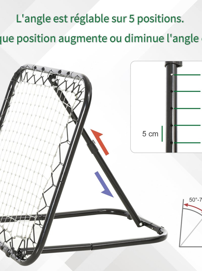 Filet de rebond de football pliable inclinable PE métal époxy noir Noir - Kiabi