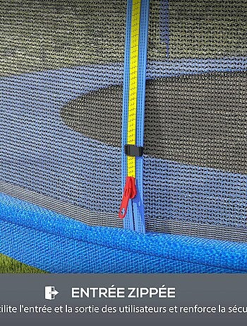 Filet de sécurité trampoline porte zipée Ø 244 cm 6 poteaux