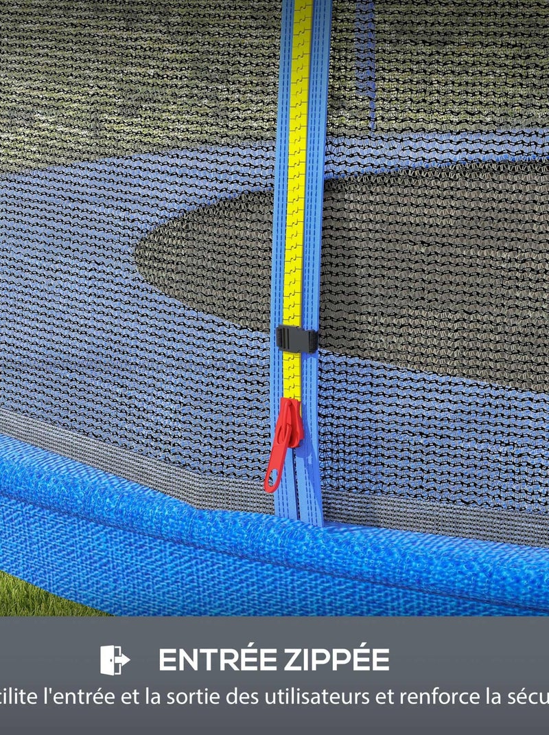 Filet de sécurité trampoline porte zipée Ø 244 cm 6 poteaux Bleu Bleu - Kiabi
