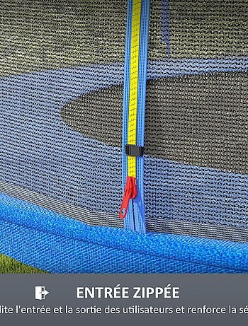 Filet de sécurité trampoline porte zipée Ø 366 cm 8 poteaux