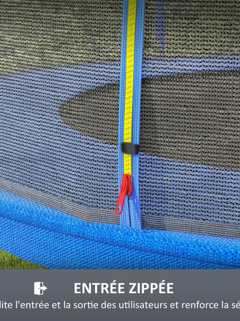 Filet de sécurité trampoline porte zipée Ø 366 cm 8 poteaux Bleu Bleu - Kiabi