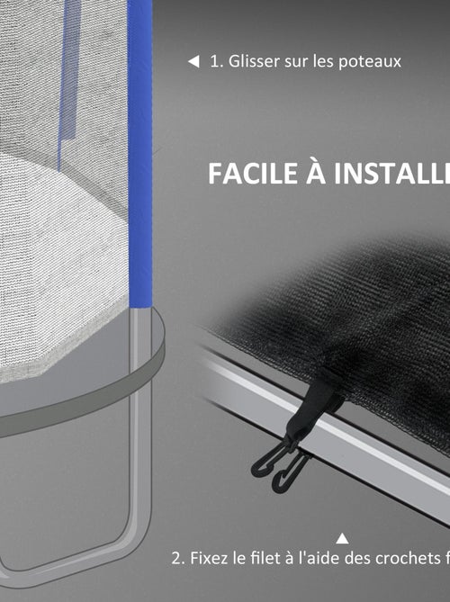 Filet de sécurité trampoline porte zipée Ø 366 cm 8 poteaux - Kiabi