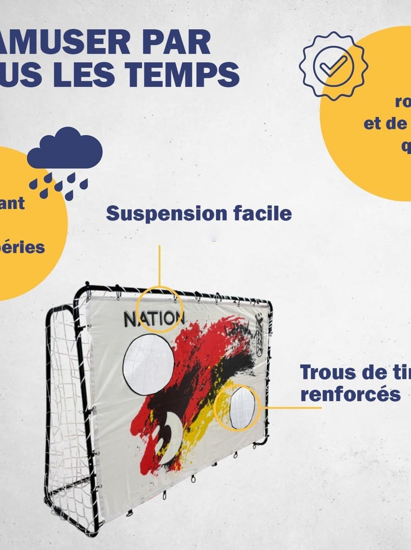 Filet de tir "Nation D" avec 2 trous de tir 193 x 150 cm Multicolore - Kiabi