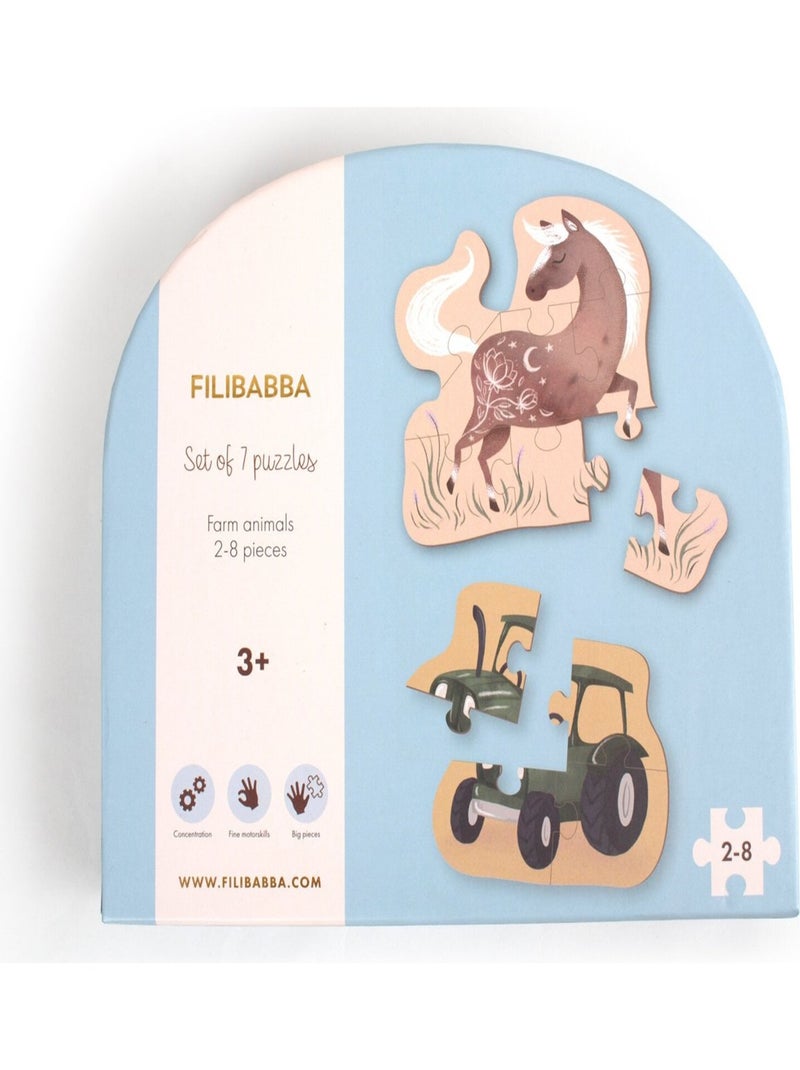 Filibabba - Set de 7 puzzles Animaux de la ferme Multicolore - Kiabi