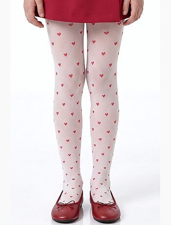 Fille little heart collant à motif cœurs penti