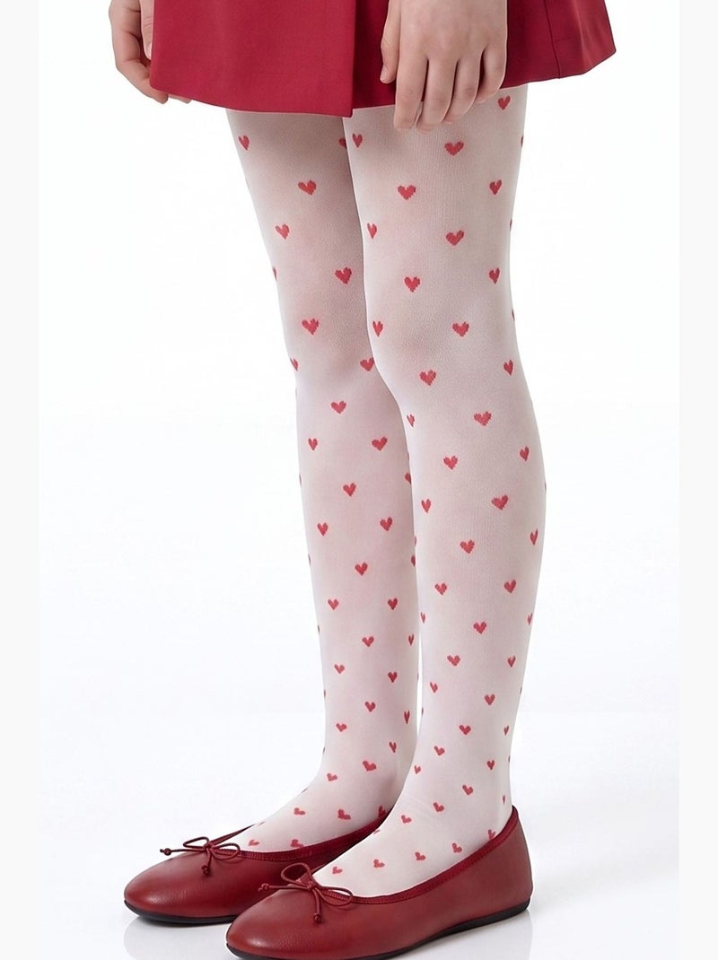 Fille little heart collant à motif cœurs penti Blanc Rouge - Kiabi