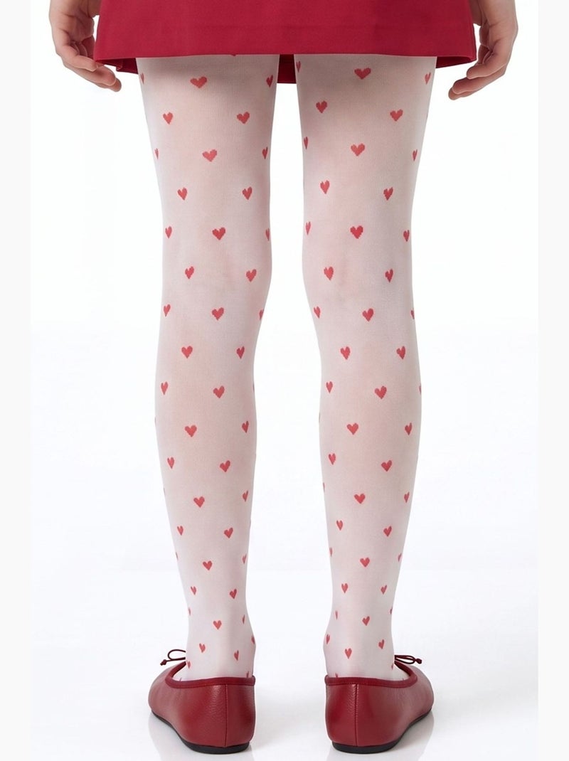 Fille little heart collant à motif cœurs penti Blanc Rouge - Kiabi