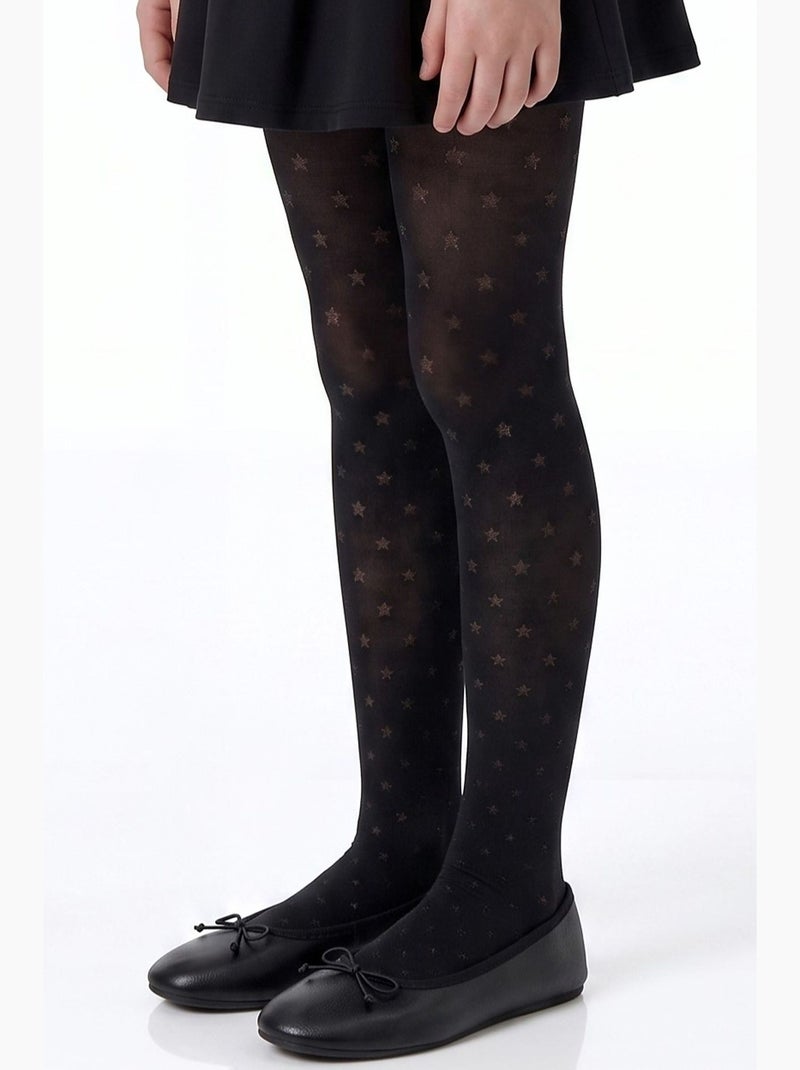 Fille mini star collant en résille à pois penti Noir - Kiabi