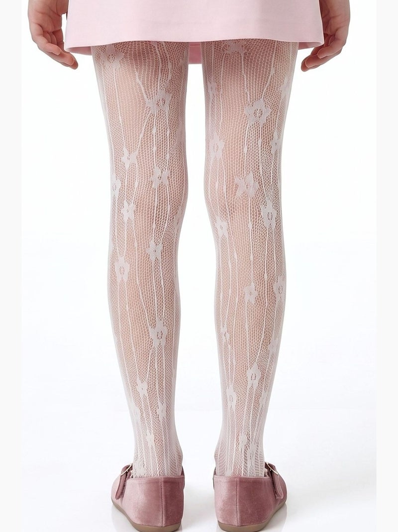 Fille pretty floral collant résille penti Blanc cassé - Kiabi