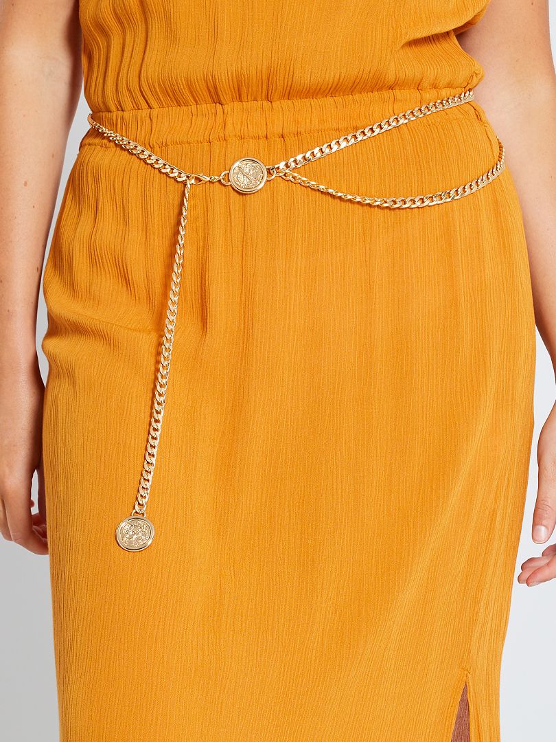 Ceinture Chaîne Nounours En Métal Doré - Taille M - Largeur 5,5 Cm - Occasion Parfait état