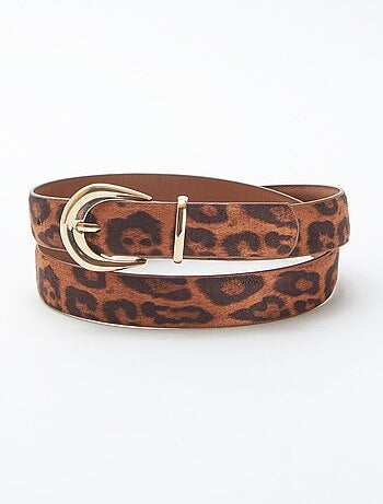 Fine ceinture en suédine léopard
