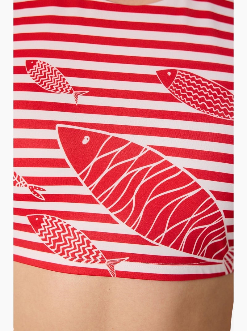 Finy tee haut de bikini rayé penti Blanc Rouge - Kiabi