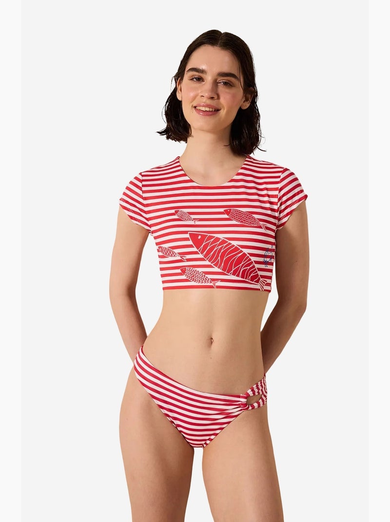 Finy tee haut de bikini rayé penti Blanc Rouge - Kiabi