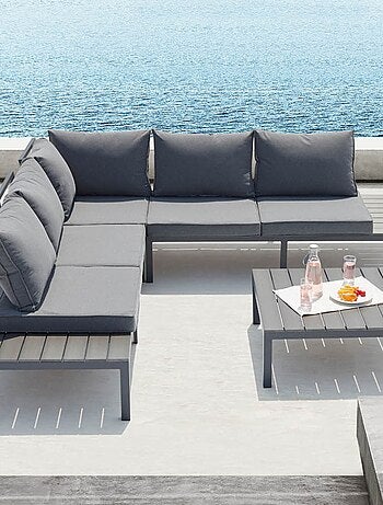 FIRA - Salon de jardin 5 places gris foncé