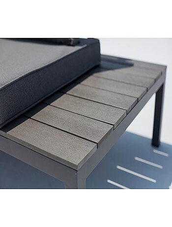FIRA Salon de jardin bas 5 places en aluminium gris foncé