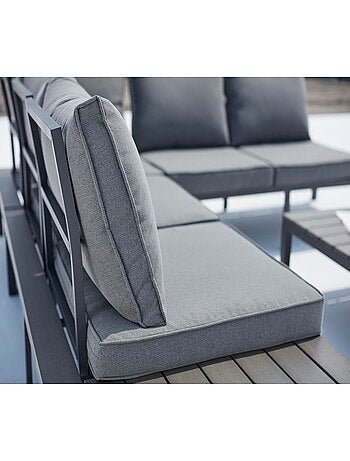 FIRA Salon de jardin bas 5 places en aluminium gris foncé