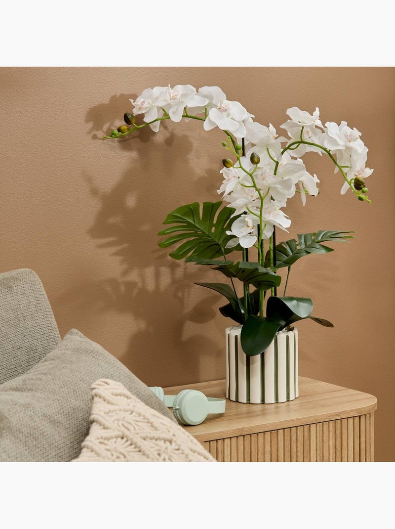 Fleur Artificielle Orchidée H81cm pot en grès ASIA Vert - Kiabi