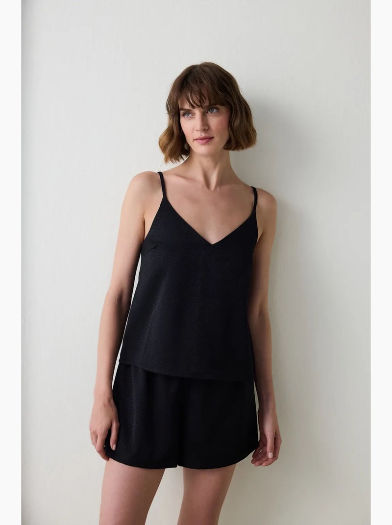 Fleur bas de pyjama en satin penti Noir - Kiabi