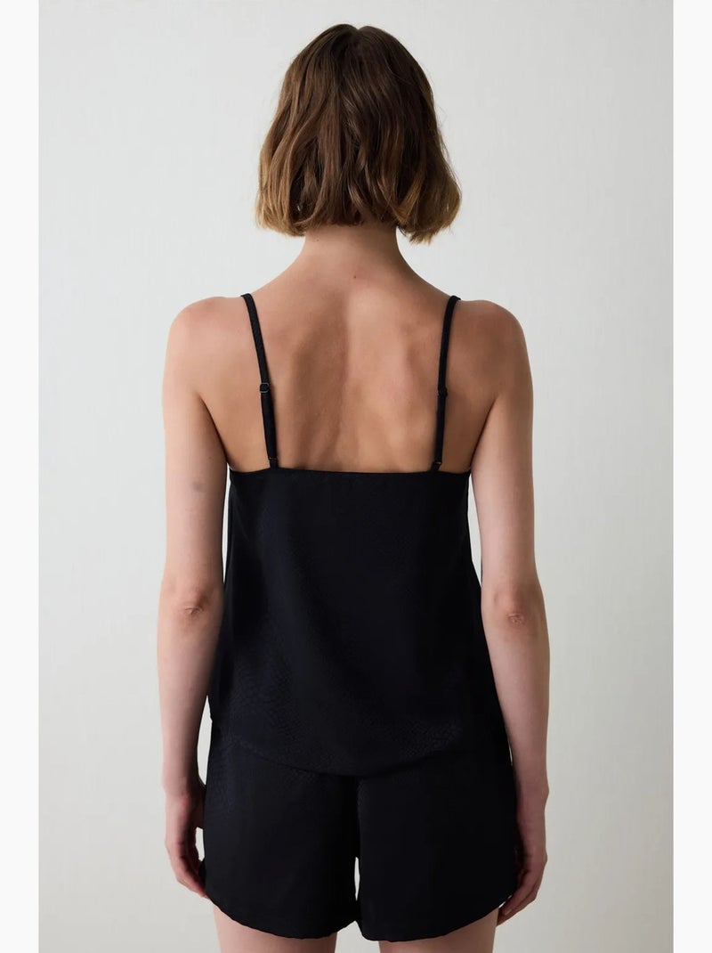Fleur bas de pyjama en satin penti Noir - Kiabi