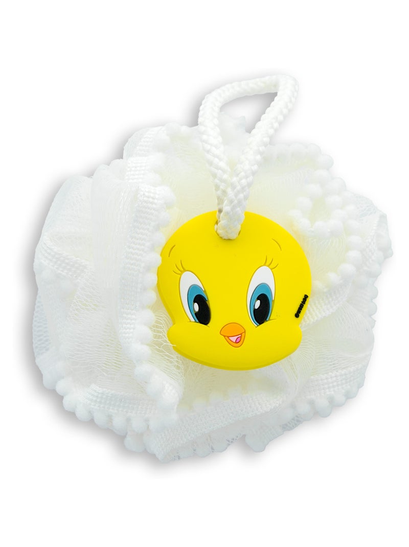 Fleur de Douche Bébé 15×15 cm - LOONEY TUNES - Titi - Éponge Douce Multi-Usage Lavable Blanc Jaune - Kiabi
