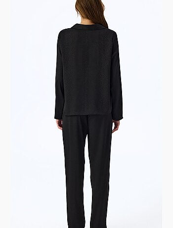 Fleur ensemble de pyjama en satin à imprimé serpent, chemise et pantalon manches longues penti