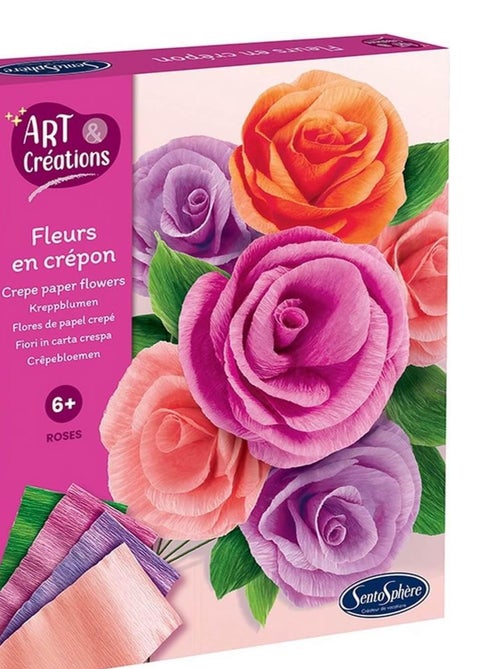 Fleurs en crepon - Roses - Art et creations - Kiabi