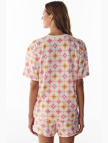 Flora ensemble de pyjama short à manches courtes fleuri penti