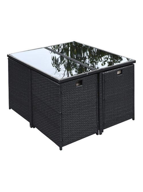 Florida - Salon de jardin résine tressée Noir & Blanc 8 places - Kiabi