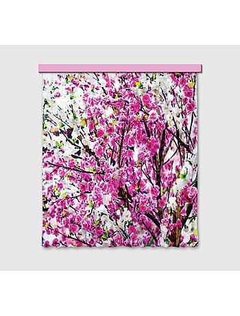 Flowers, rideau imprimés fleurs fushia et roses 180x160 cm, 2 pièces