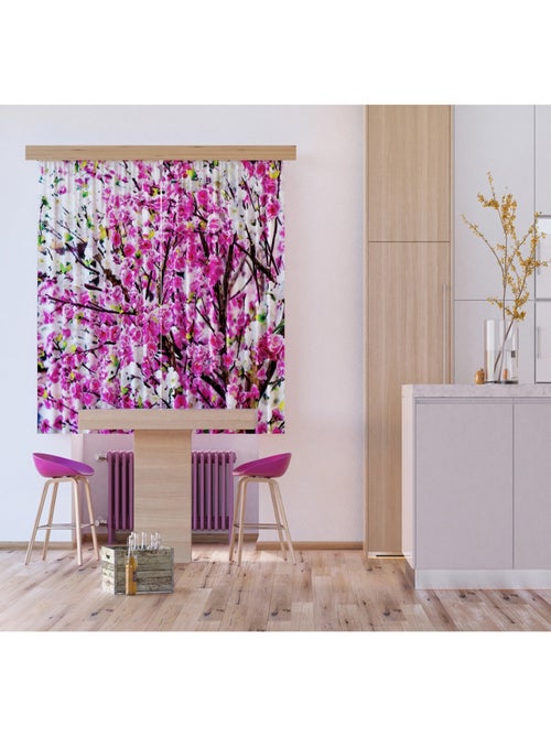 Flowers, rideau imprimés fleurs fushia et roses 180x160 cm, 2 pièces - Kiabi