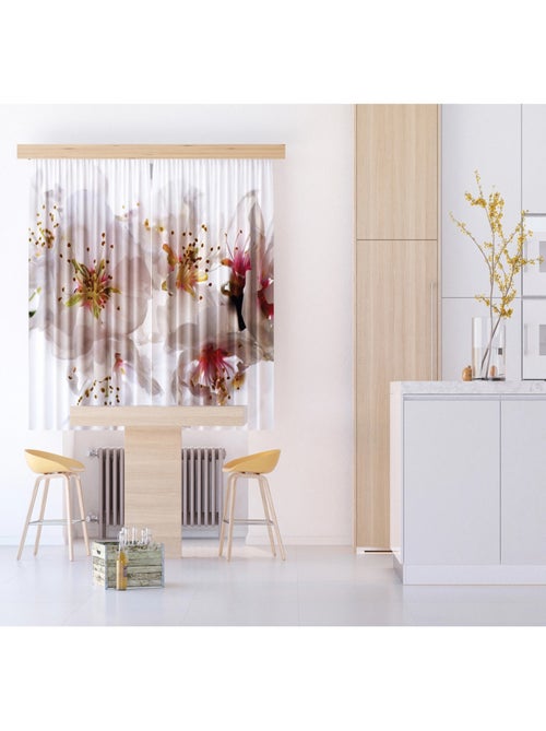 Flowers, rideau imprimés grand zoom sur fleurs blanche et délicates 180x160 cm, 2 pièces - Kiabi