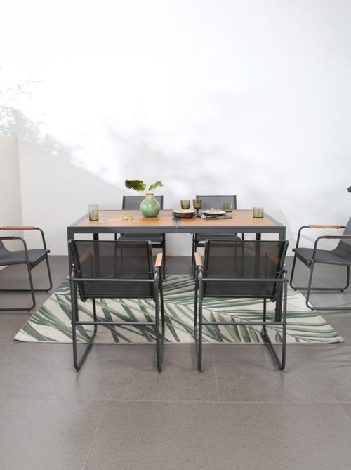 FOGGIA Salon de jardin 6 places anthracite et bois - Kiabi