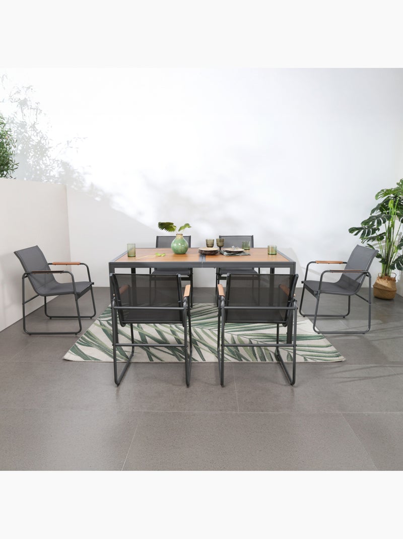 FOGGIA Salon de jardin 6 places anthracite et bois gris anthracite - Kiabi